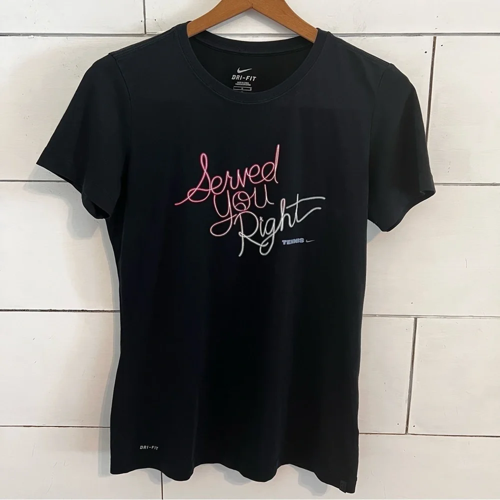 Nike Dri-Fit Served You Right Tennis Black Tee Shirt. Size Large.